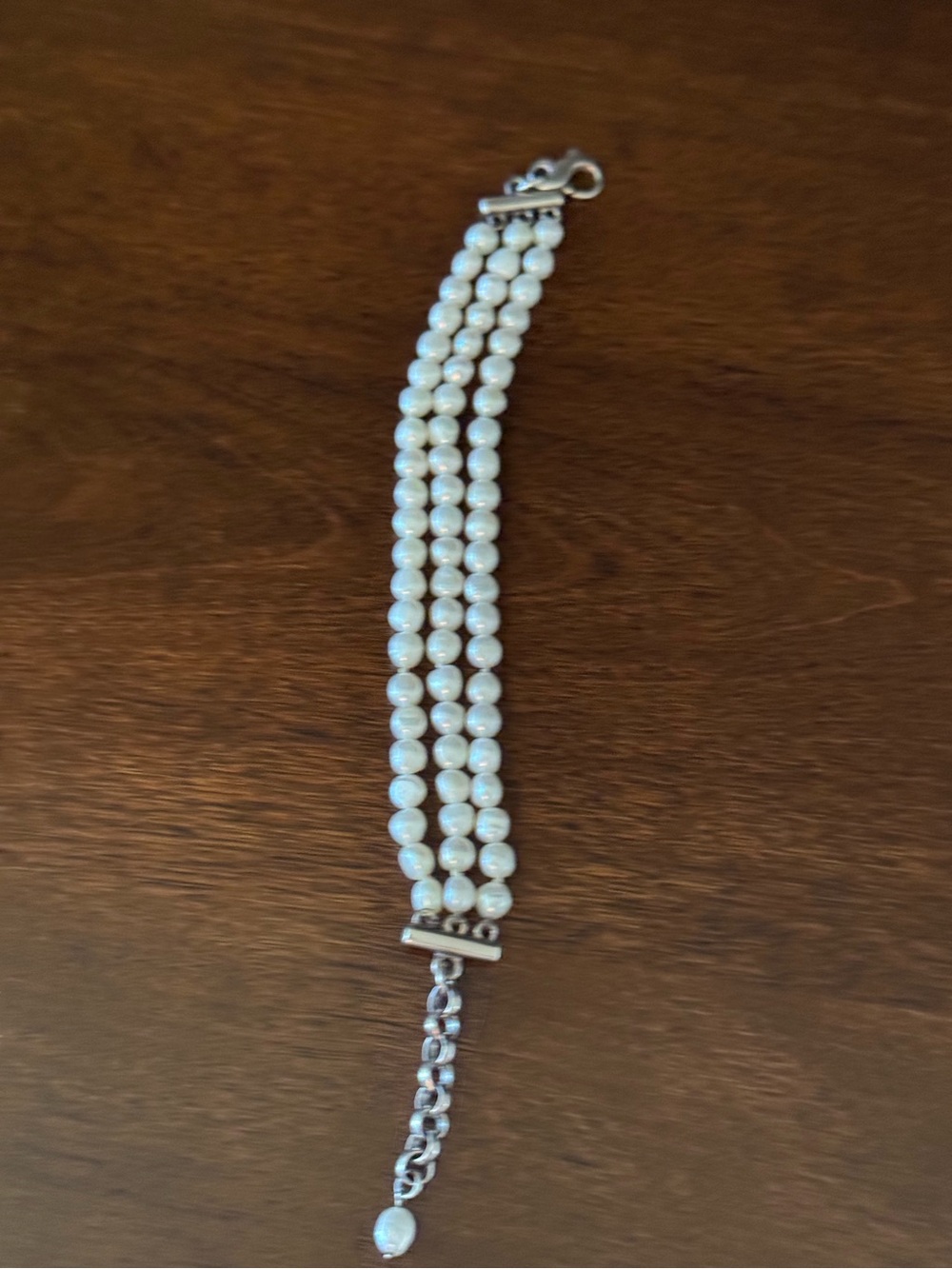 Tiffany & Co. Three-Strand White Pearl Bracelet with Silver Chain